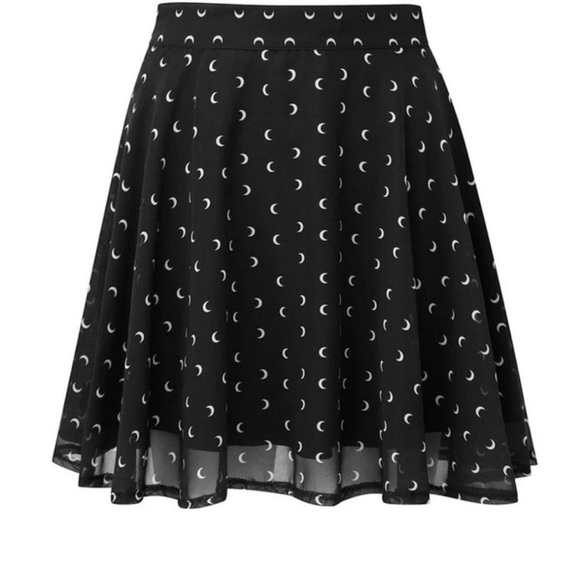 KILLSTAR Black Skater Circle Skirt Size Small Crescent Moon Side Zip Whimsigoth - Picture 1 of 10